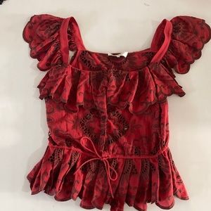 Eyelet Sea New York Drawstring Peplum Top